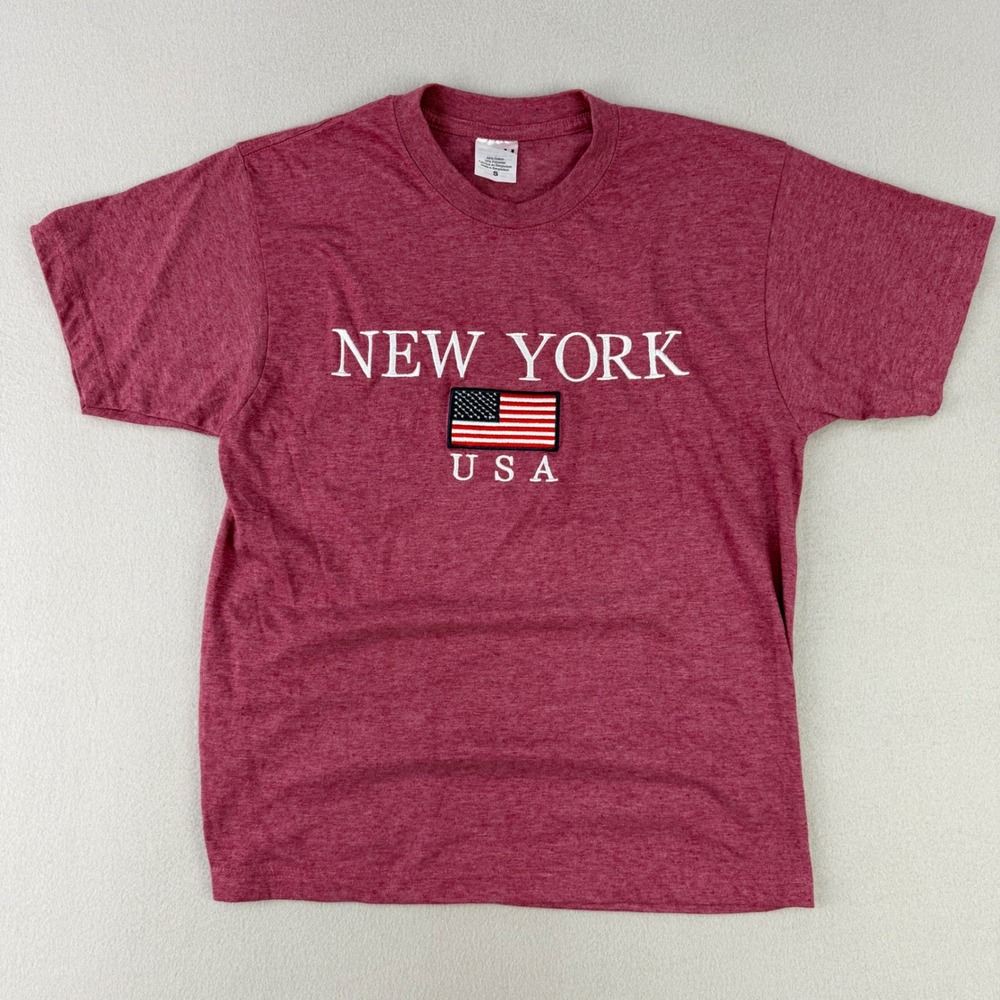 Wali New York USA T Shirt Womens Small Maroon Heathered Graphic Short Sleeve Tee